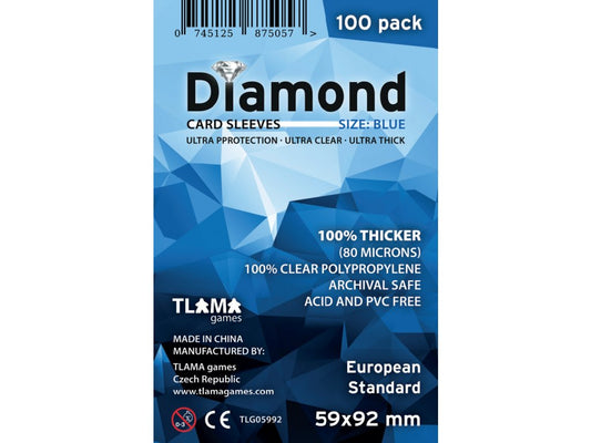 Card sleeves Diamond Blue: European Standard 59x92